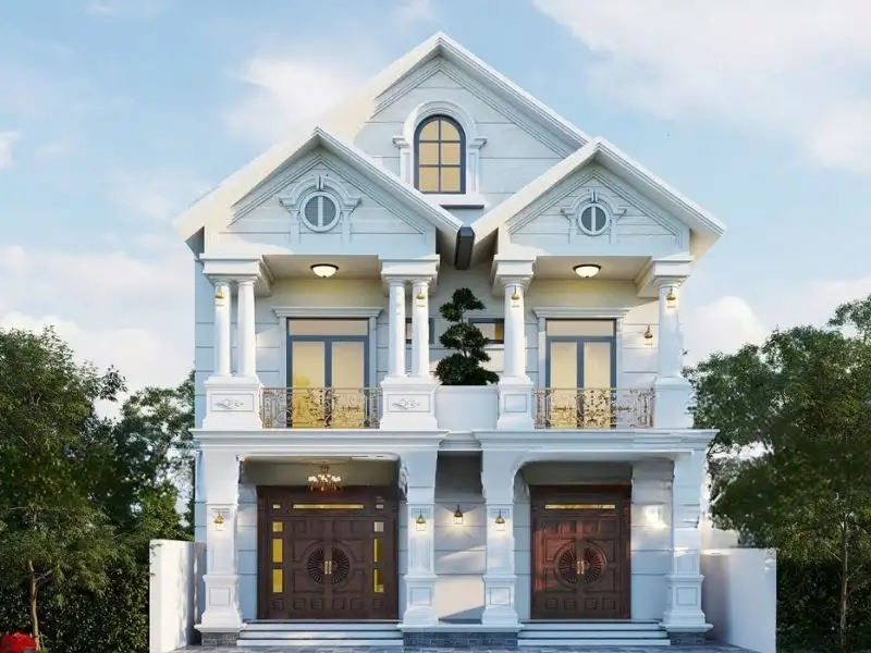 Nhà 2 tầng 5 phòng ngủ 200m2 với thiết kế ban công sắt mỹ thuật ấn tượng Xây dựng Nhất Tín 1