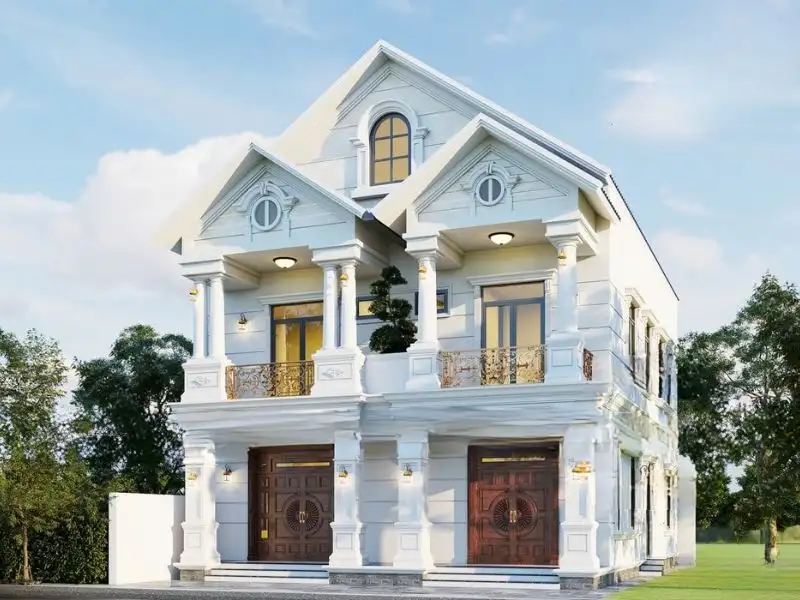 Nhà 2 tầng 5 phòng ngủ 200m2 với thiết kế ban công sắt mỹ thuật ấn tượng Xây dựng Nhất Tín 1