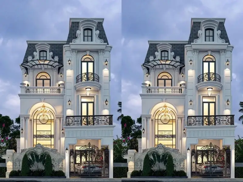 Thiết kế nhà 3 tầng 5 phòng ngủ mái Mansard sang trọng Xây dựng Nhất Tín 1