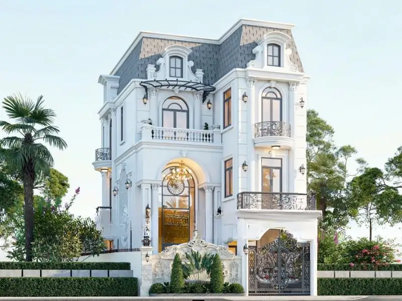 Thiết kế nhà 3 tầng 5 phòng ngủ mái Mansard sang trọng Xây dựng Nhất Tín 1