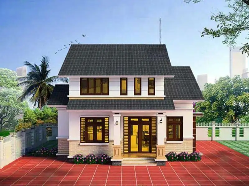 Thiết kế nhà vườn 5 phòng ngủ có gác lửng mái ngói mang nét hoài cổ Xây dựng Nhất Tín 2