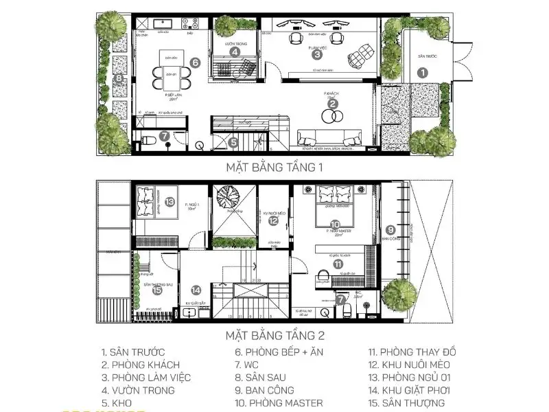 Bản vẽ bố trí công năng mẫu nhà 72m2 với cách sắp xếp tiện ích khoa học Xây dựng Nhất Tín 3