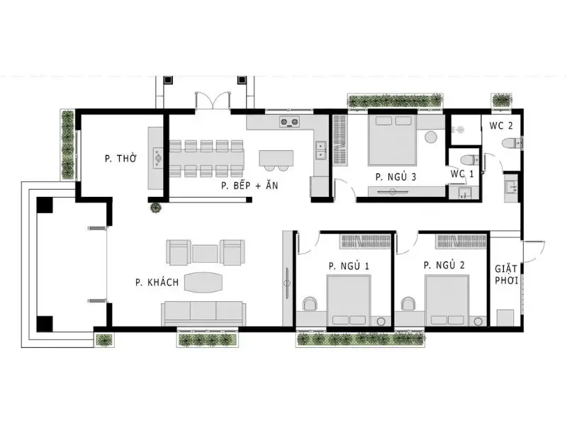 Bản vẽ bố trí công năng những mẫu nhà chữ A đẹp Xây dựng Nhất Tín 1