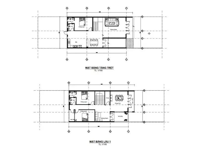 Bản vẽ bố trí công năng những mẫu nhà chữ A đẹp Xây dựng Nhất Tín 1