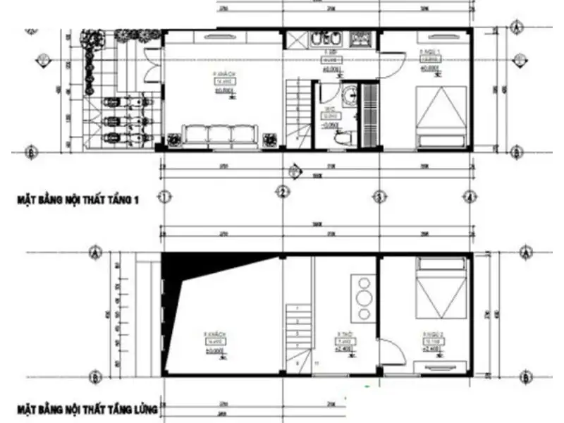 Bản vẽ bố trí công năng thiết kế nhà phố 70m2 tối ưu diện tích Xây dựng Nhất Tín 1