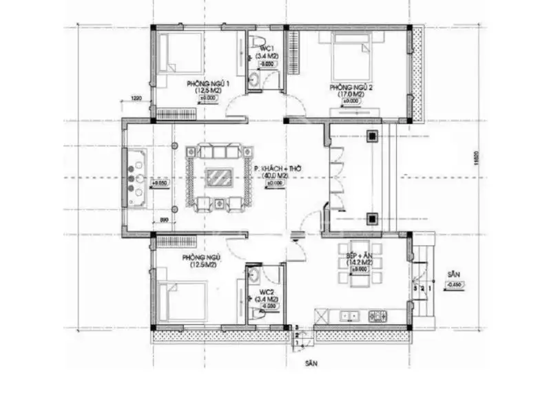 Bản vẽ mẫu nhà chữ U tối ưu công năng sử dụng Xây dựng Nhất Tín 1