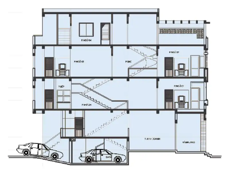 Bản vẽ nhà có tầng hầm đầy tiện ích Xây dựng Nhất Tín 1