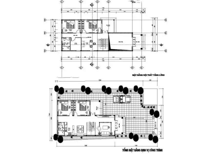 Bản vẽ nhà gác lửng 4 phòng ngủ đa công năng Xây dựng Nhất Tín 1