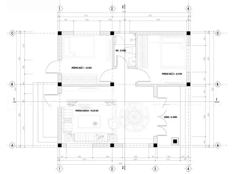 Bản vẽ nhà phố 60m2 với cách bố trí khoa học, tối ưu Xây dựng Nhất Tín 1