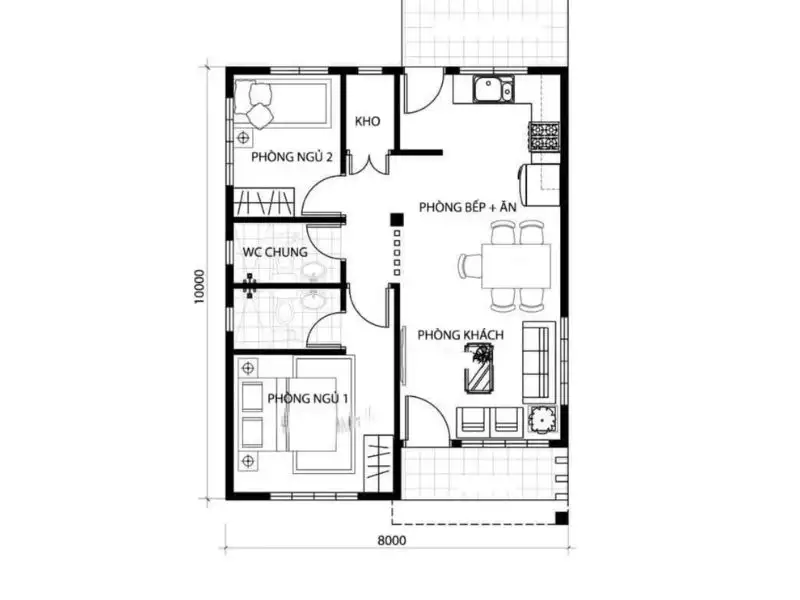 Bản vẽ thiết kế nhà 80 mét vuông tối ưu không gian sử dụng xây dựng Nhất Tín 1