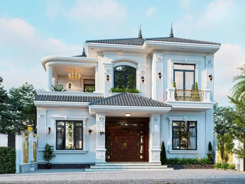 Biệt thự mặt tiền 12m sâu 5m phong cách Tân Cổ Điển tinh tế xây dựng Nhất Tín 1