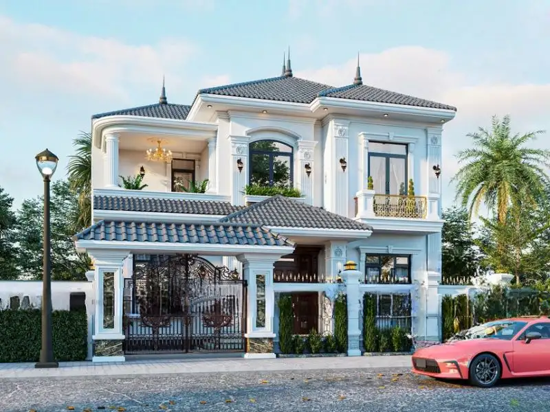 Biệt thự mặt tiền 12m sâu 5m phong cách Tân Cổ Điển tinh tế xây dựng Nhất Tín 1