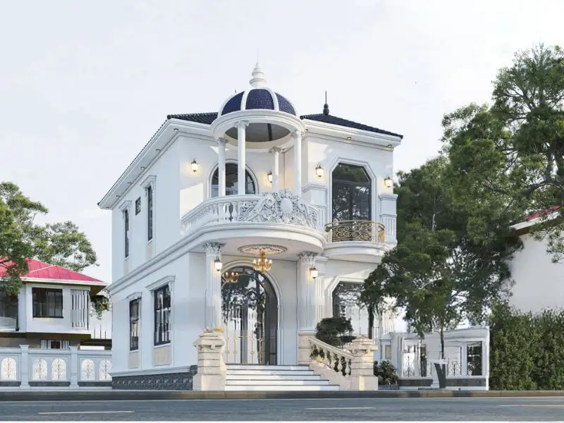 Biệt thự mini diện tích 75m2 phong cách Tân Cổ Điển có sân vườn rộng Xây dựng Nhất Tín 1