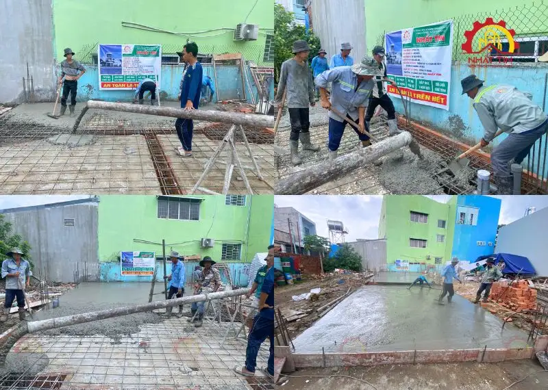 Giai đoạn ép cọc và làm móng nhà anh Việt Xây dựng Nhất Tín 1