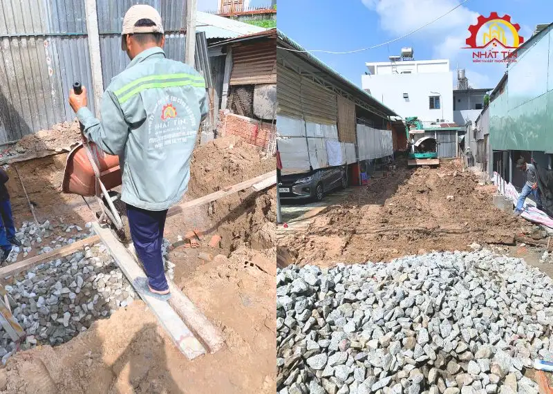 Giai đoạn thi công thô nhà cấp 4 của gia đình anh Trường Xây dựng Nhất Tín 1