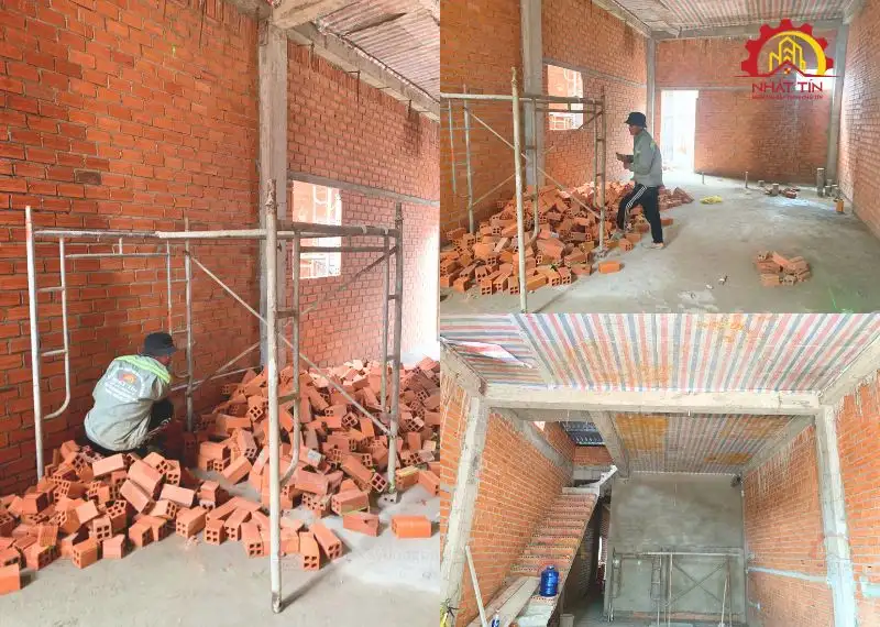 Giai đoạn thi công thô nhà cấp 4 của gia đình anh Trường Xây dựng Nhất Tín 1
