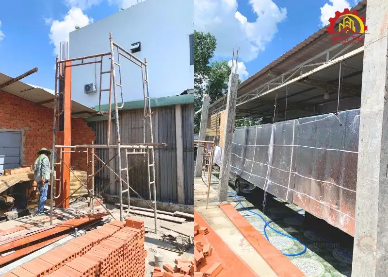 Giai đoạn thi công thô nhà cấp 4 của gia đình anh Trường Xây dựng Nhất Tín 1