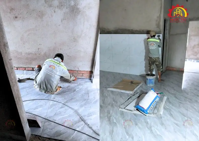 Hoàn thiện mặt tiền và bên trong nhà anh Minh Hóc Môn xây dung Nhất Tín 1