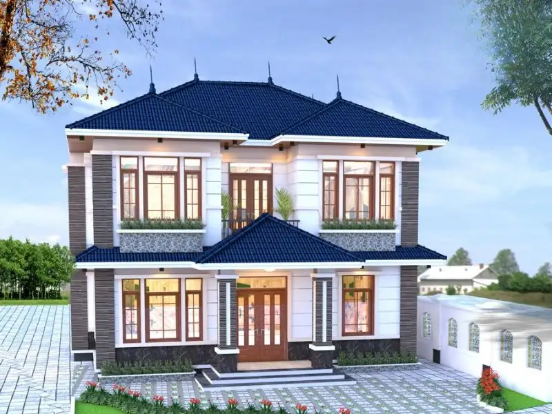 Kiến trúc nhà phố ngang 15m sâu 10m thiết kế 4 phòng ngủ riêng tư Xây dựng Nhất Tín 1