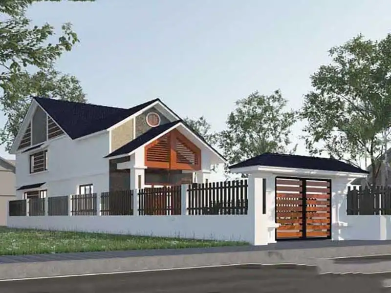 Mặt tiền nhà gác lửng đẹp 4 phòng ngủ 600 triệu mái Thái xây dựng Nhất Tín 1