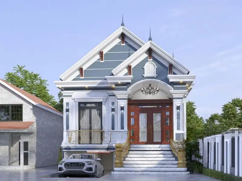 Mẫu nhà 1 tầng 80m2 3 phòng ngủ có hầm để xe tiện ích Xây dựng Nhất Tín 1