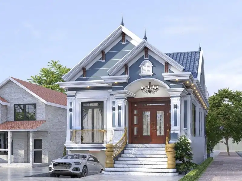 Mẫu nhà 1 tầng 80m2 3 phòng ngủ có hầm để xe tiện ích Xây dựng Nhất Tín 1