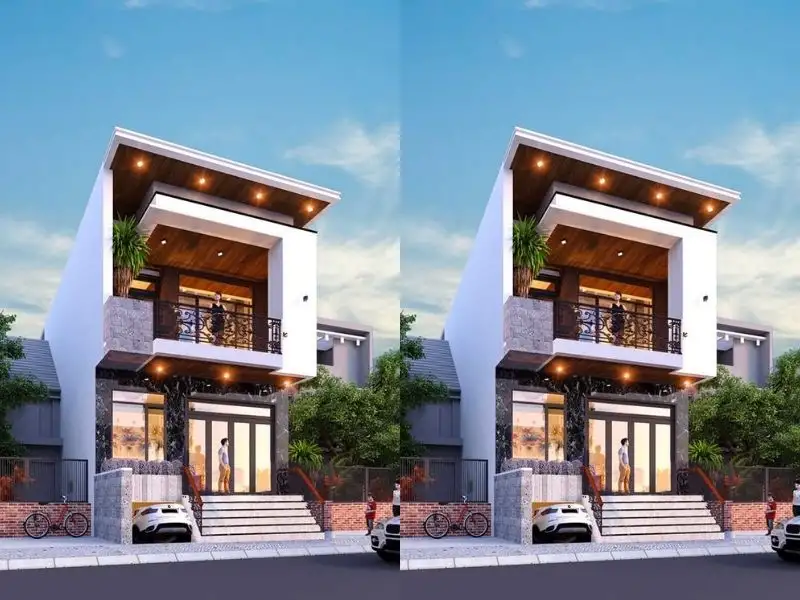 Mẫu nhà 2 tầng 1 hầm kết hợp chất liệu cao cấp Xây dựng Nhất Tín 1