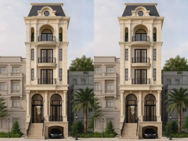 Mẫu nhà bán hầm đẹp với thiết kế mái Mansard đầy mê hoặc Xây dựng Nhất Tín