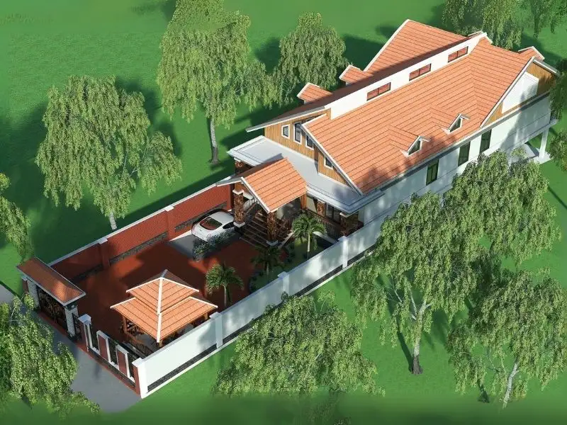 Mẫu nhà cấp 4 có tầng hầm đẹp với thiết kế mái Thái thông thoáng Xây dựng Nhất Tín 1