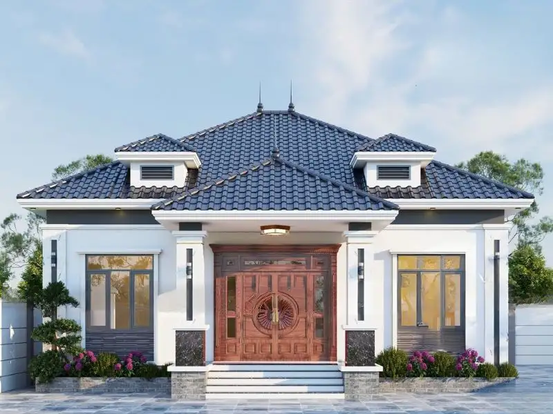 Mẫu nhà cấp 4 ngang 12m x 5m ở nông thôn mái Nhật bền đẹp với thời gian Xây dựng Nhất Tín 1