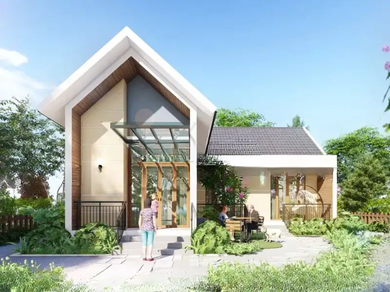 Mẫu nhà chữ A có sân vườn thoáng mát Xây dựng Nhất Tín 1