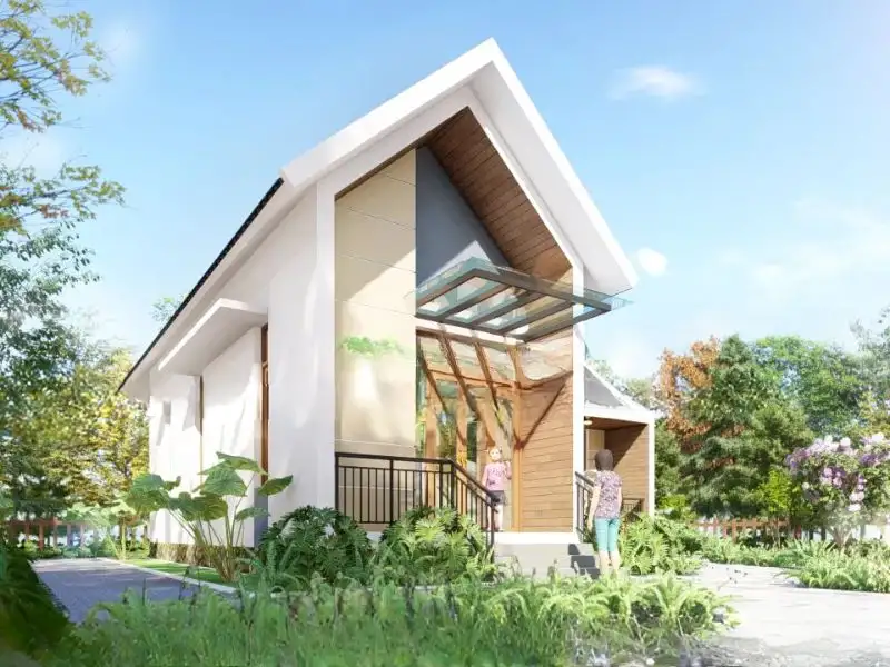 Mẫu nhà chữ A có sân vườn thoáng mát Xây dựng Nhất Tín 1