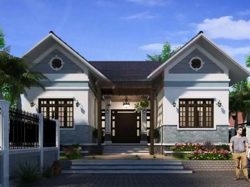 Mẫu nhà chữ U mái Thái kết hợp gạch kiến trúc hài hòa Xây dựng Nhất Tín 1