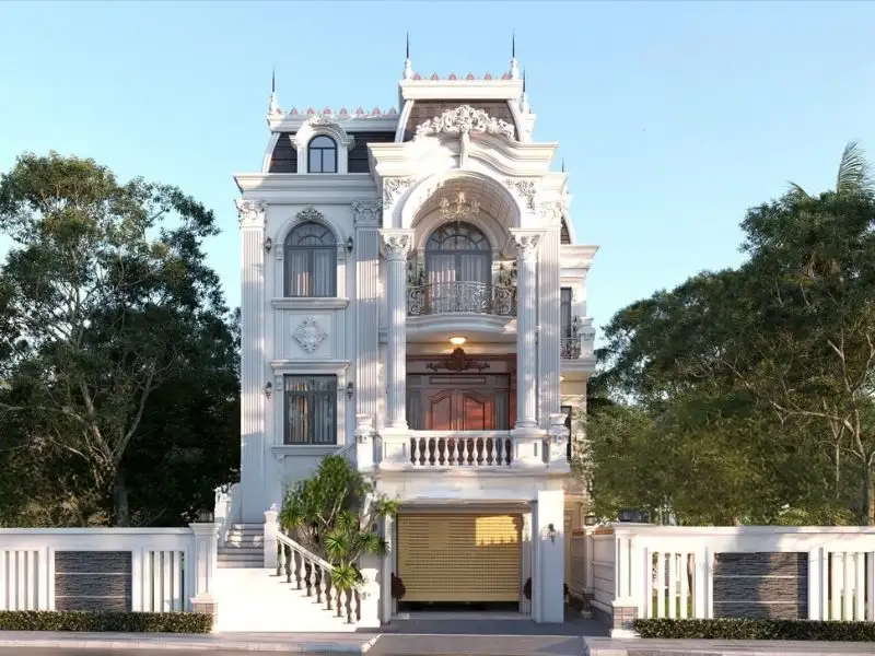 Mẫu nhà có tầng hầm đẹp 3 tầng Tân Cổ Điển sang trọng Xây dựng Nhất Tín 1