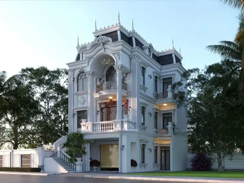 Mẫu nhà có tầng hầm đẹp 3 tầng Tân Cổ Điển sang trọng Xây dựng Nhất Tín 1