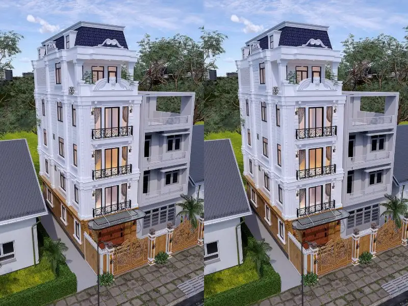 Mẫu nhà đẹp 60m2 5 tầng có thang máy với thiết kế mái Mansard sang trọng Xây dựng Nhất Tín 1