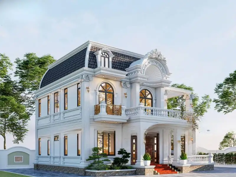 Mẫu nhà ngang 15m sâu 10m 2 mặt tiền phong cách Tân Cổ Điển mang nét tinh xảo Xây dựng Nhất Tín 1