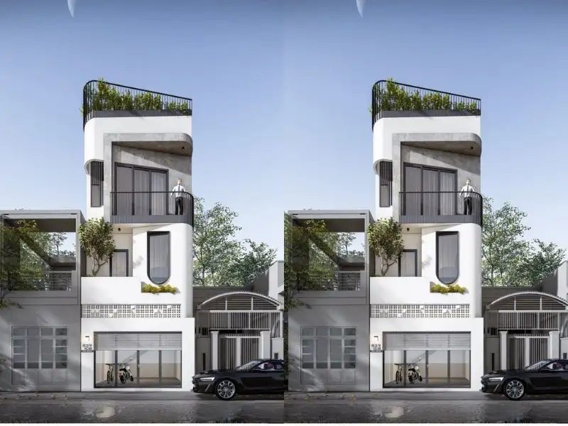 Mẫu nhà nhỏ 50m2 có sân thượng thiết kế 3 tầng tối ưu công năng Xây dựng Nhất Tín 1
