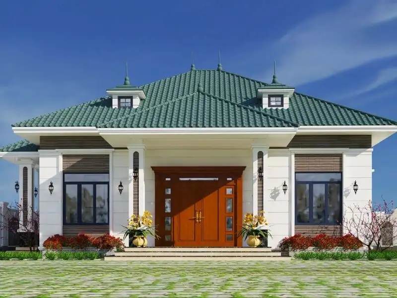 Mẫu nhà vuông đẹp 1 tầng mái Nhật bề thế Xây dựng Nhất Tín 1