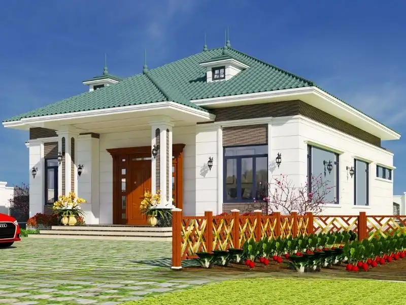 Mẫu nhà vuông đẹp 1 tầng mái Nhật bề thế Xây dựng Nhất Tín 1