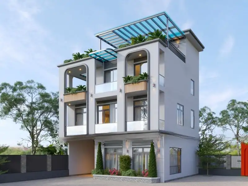 Nhà 11x8m 3 tầng Hiện Đại có gara bên hông nhà Xây dựng Nhất Tín 1