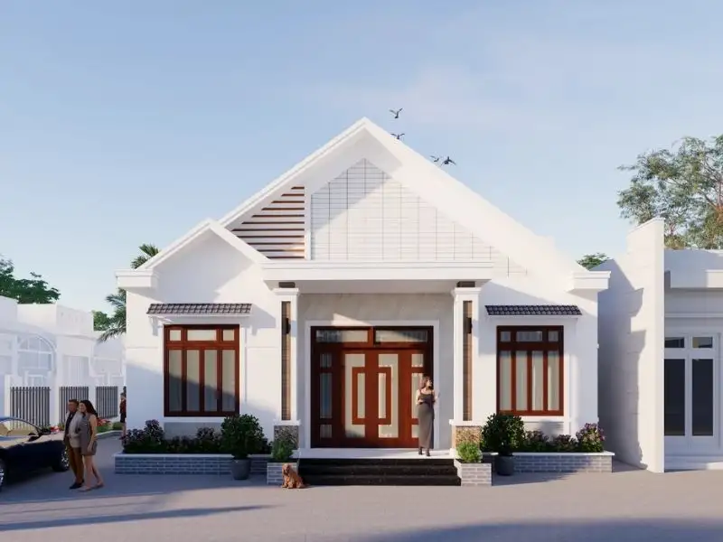 Nhà cấp 4 chữ A thiết kế ngói tạo điểm nhấn ở mặt tiền xây dựng Nhất Tín