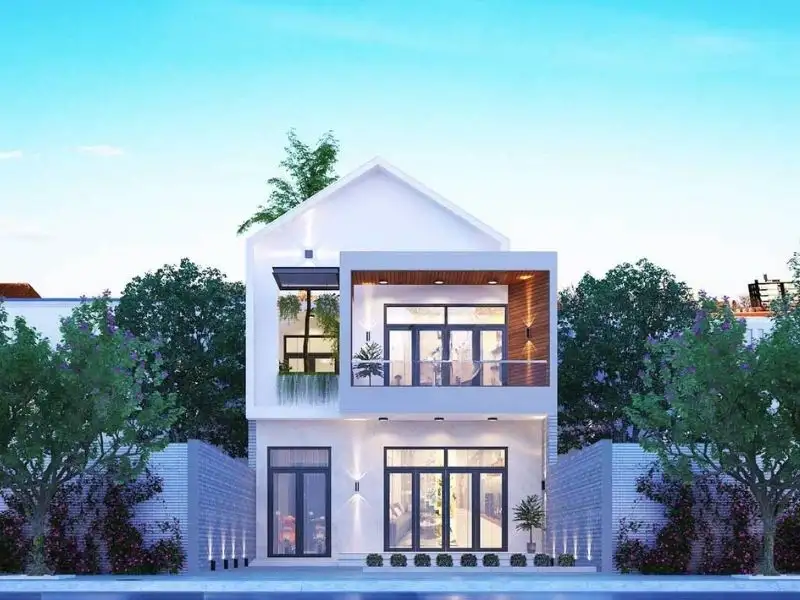 Nhà chữ A nhà ống 2 tầng kết hợp gỗ ấm cúng Xây dựng Nhất Tín 1