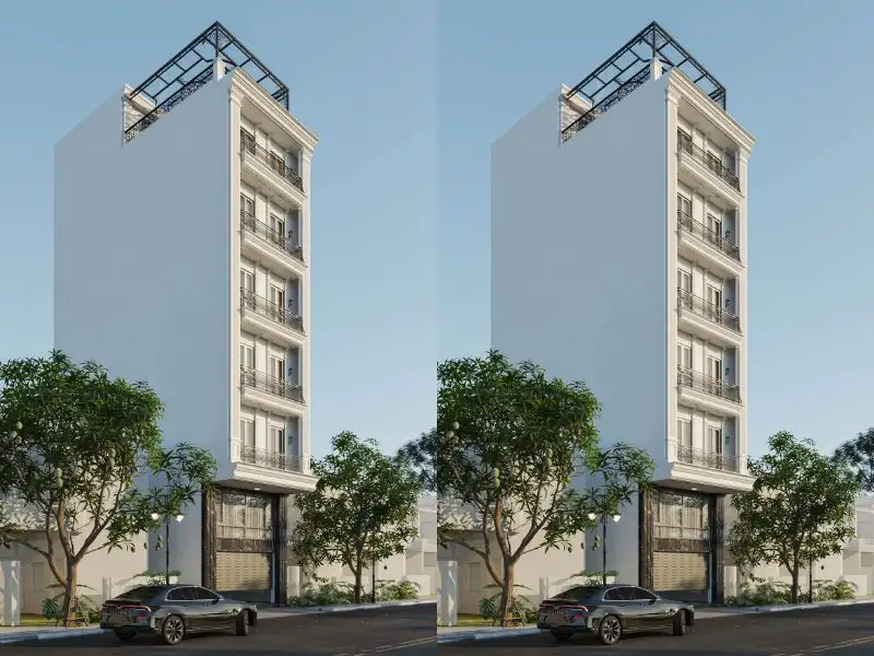 Nhà phố mặt tiền 5m 6 tầng diện tích 70m2 (5x14m) với thiết kế đối xứng hài hòa xây dựng Nhất Tín 1