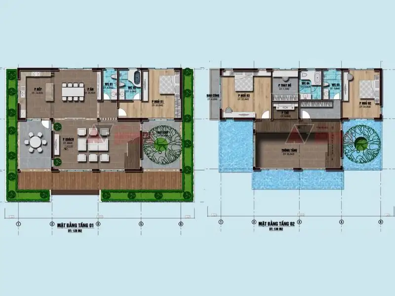 Tham khảo thêm các bản vẽ bố trí công năng tối ưu cho mẫu nhà 15x10m Xây dựng Nhất Tín 1