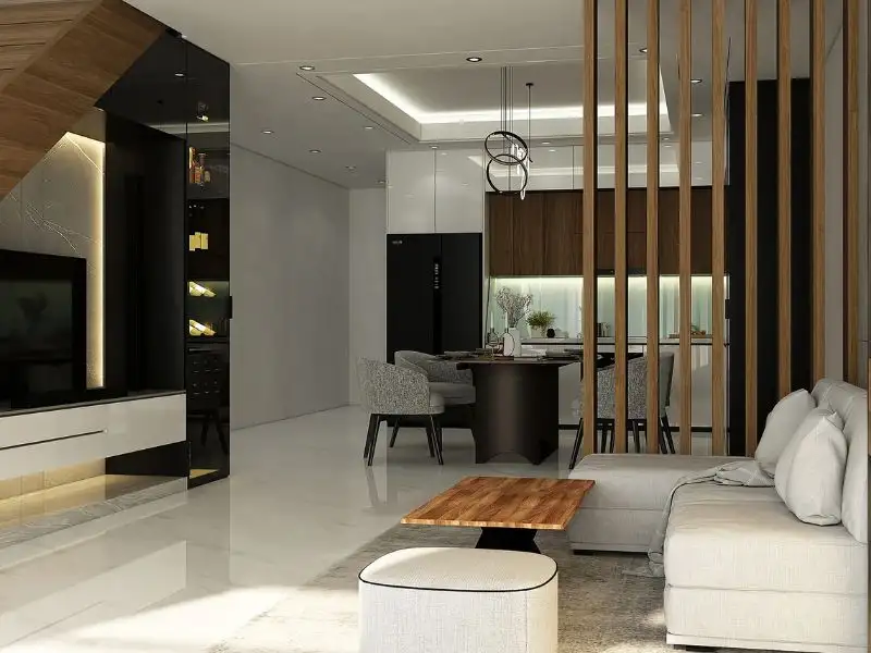 Thiết kế nhà 50m2 1 phòng ngủ tông trắng kết hợp gạch kiến trúc hài hòa Xây dựng Nhất Tín 1