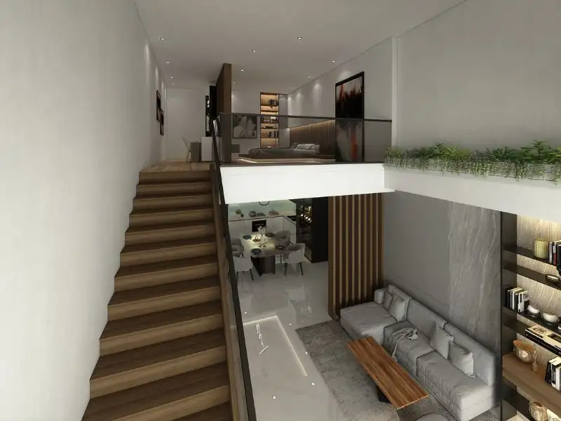 Thiết kế nhà 50m2 1 phòng ngủ tông trắng kết hợp gạch kiến trúc hài hòa Xây dựng Nhất Tín 1