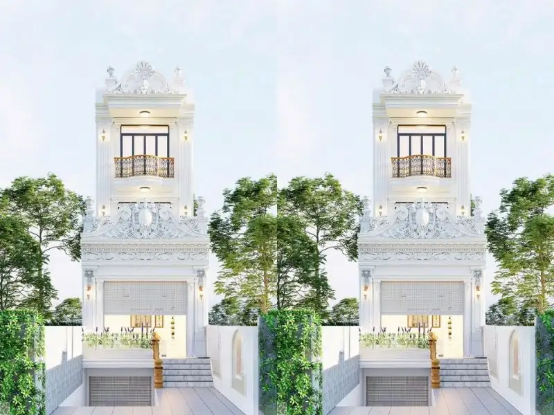 Thiết kế nhà 5x20m có tầng hầm chìm tông với gam màu trắng đầy quý phái Xây dựng Nhất Tín 1