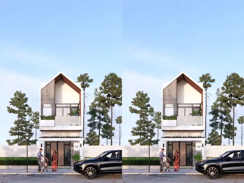 Thiết kế nhà 60m2 mặt tiền 4m ốp gạch màu xám độc đáo Xây dựng Nhất Tín 1