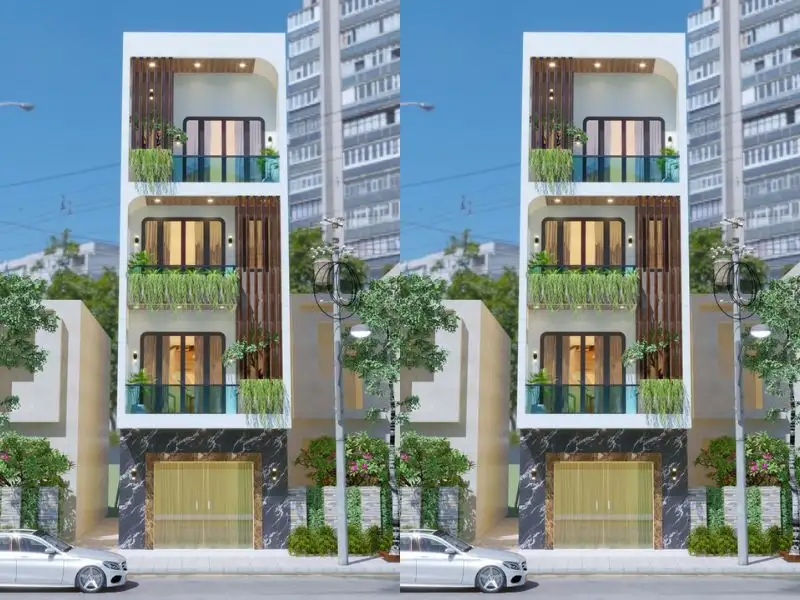 Thiết kế nhà 60m2 mặt tiền 5m 4 tầng mái bằng với gam màu trang nhã Xây dựng Nhất Tín 1